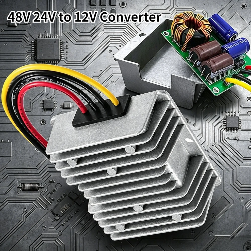 DC 48V 24V Step Down to 12V Converter Voltage Regulator Automatic Reducer Transformer for Golf Cart Club Car Truck Vehicle Boat