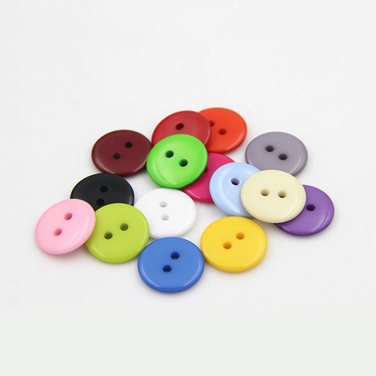 100pcs 10mm Resin Buttons Multicolor 2 Holes Round Sewing Button Scrapbooking Embellishment DIY Craft Cloth Sewing Accessories