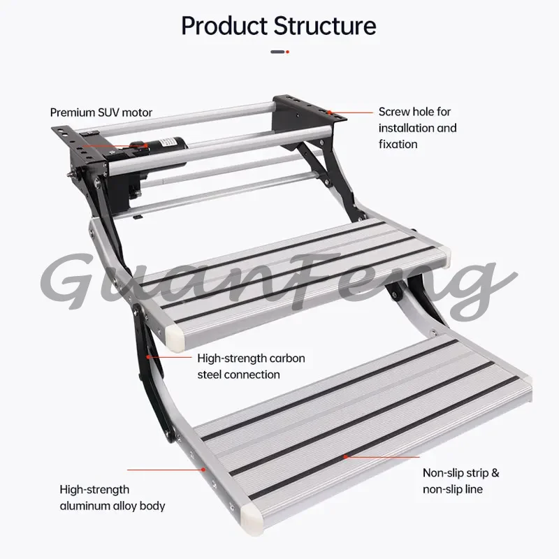 Double-layer automatic slide-out telescopic pedal RV pedal aluminum