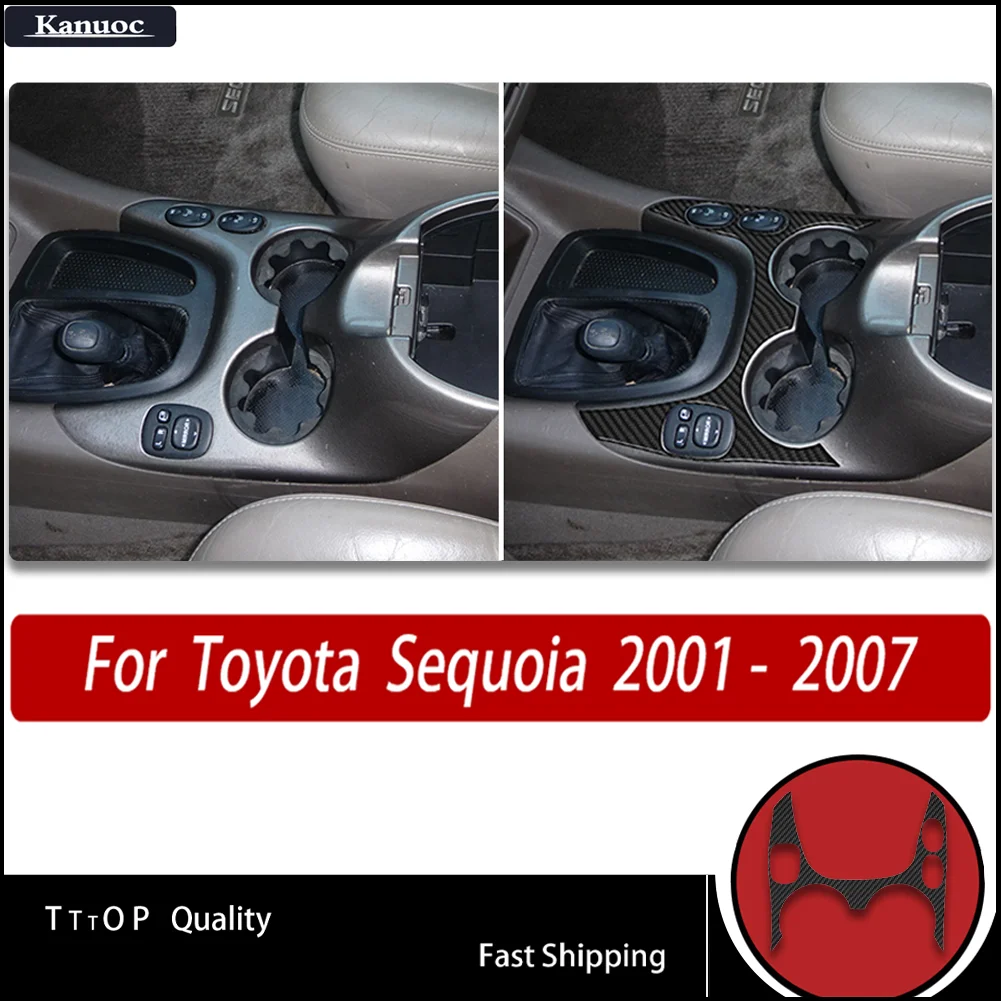 

High-Gloss Carbon Fiber Car Interior Stickers - Cup holder outer frame For Toyota Sequoia XK30 XK40 2001- 2007