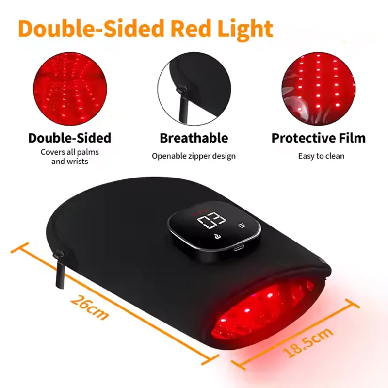 

660nm 850nm Near Infrared LED Red Light Hand Palm Finger Wrist Relaxation Gloves