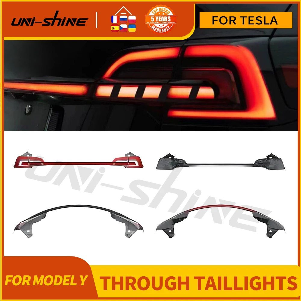 

UNI-SHINE Through Tail Lights Upgrade LED Red Tail Light Brake Rear Lamp Compatible with Tesla Model Y 2020-2024 Rear Tail Light