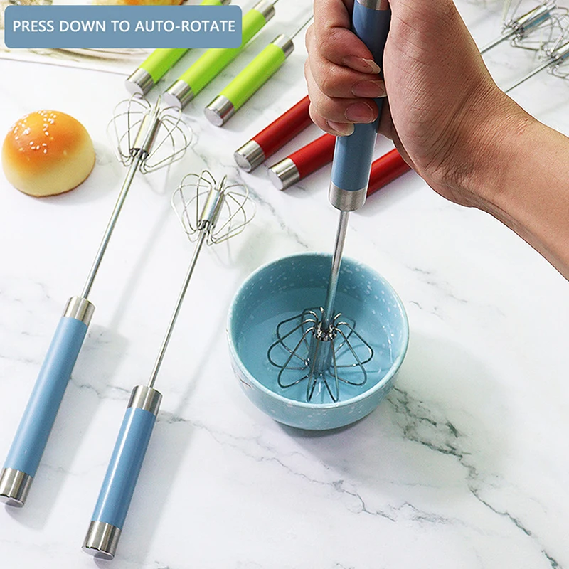 Multicolour Semi-automatic Egg Beater Egg Whisk Manual Hand Mixer Self Turning Cream Utensils Whisk Manual Mixer Kitchen Gadgets