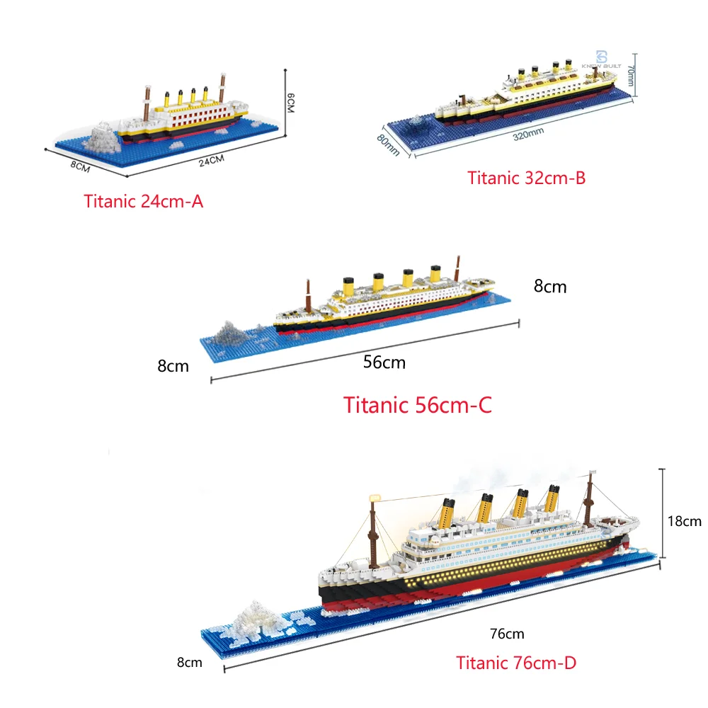 Titanic Model Cruise Ship with Iceberg Building Blocks Adult Micro Mini Brick Toy Perfect Gift for Entertainment and Decoration