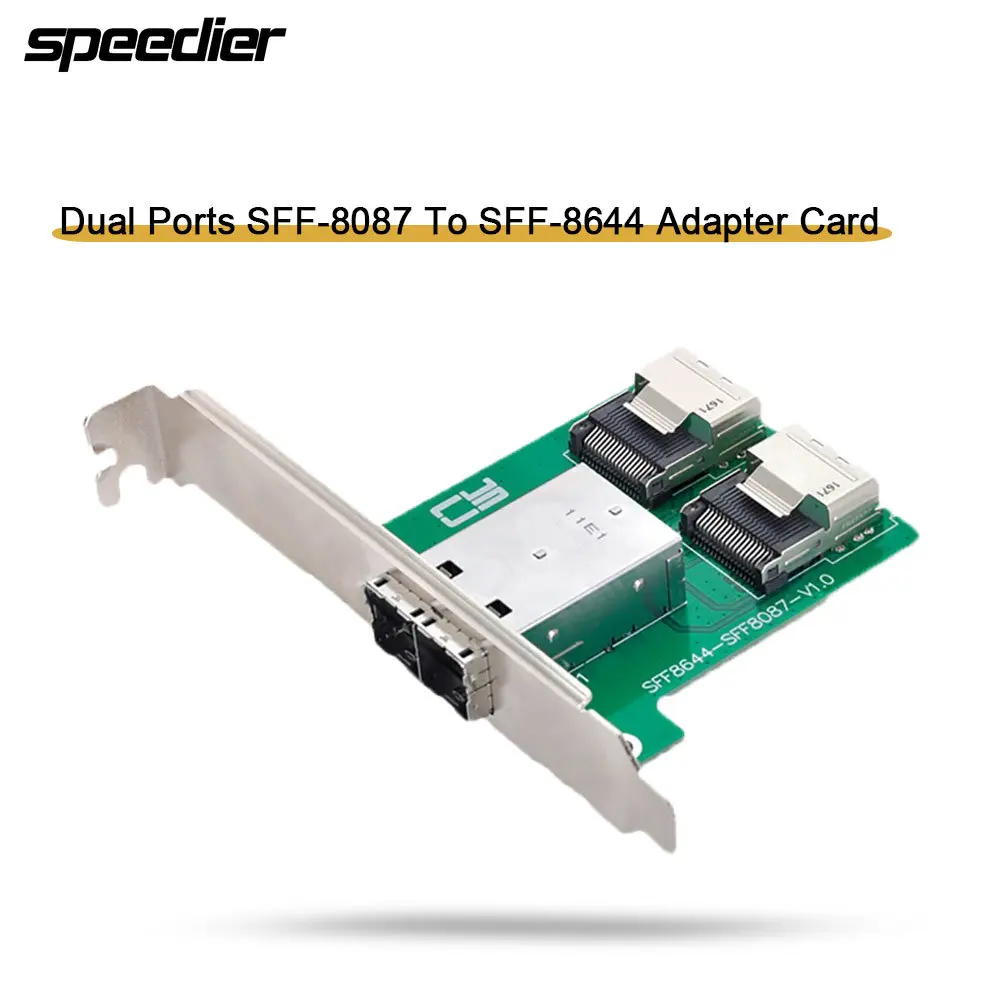 

Dual Ports Mini SAS HD SFF-8644 To Internal Mini SAS SFF-8087 PCBA Female Adapter with Low Profile Bracket