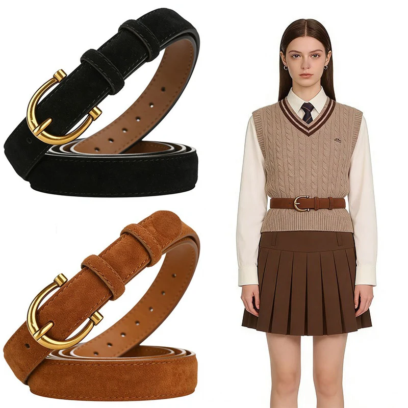 Y2K Gothic Buckle Metal Strap Jeans Trouser Dress Waistband Vintage Women Fashion PU Leather Waist Belt Vintage  Fashion AB007 ﻿