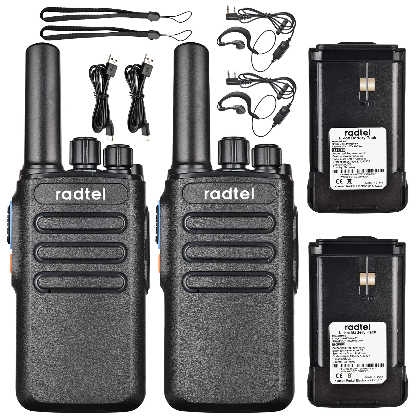 

Radtel RT16 Walkie Talkie Перезаряжаемая PMR радиостанция дальнего действия, двусторонняя лицензия, свободный тип C для взрослых, отель, бизнес, пеший туризм