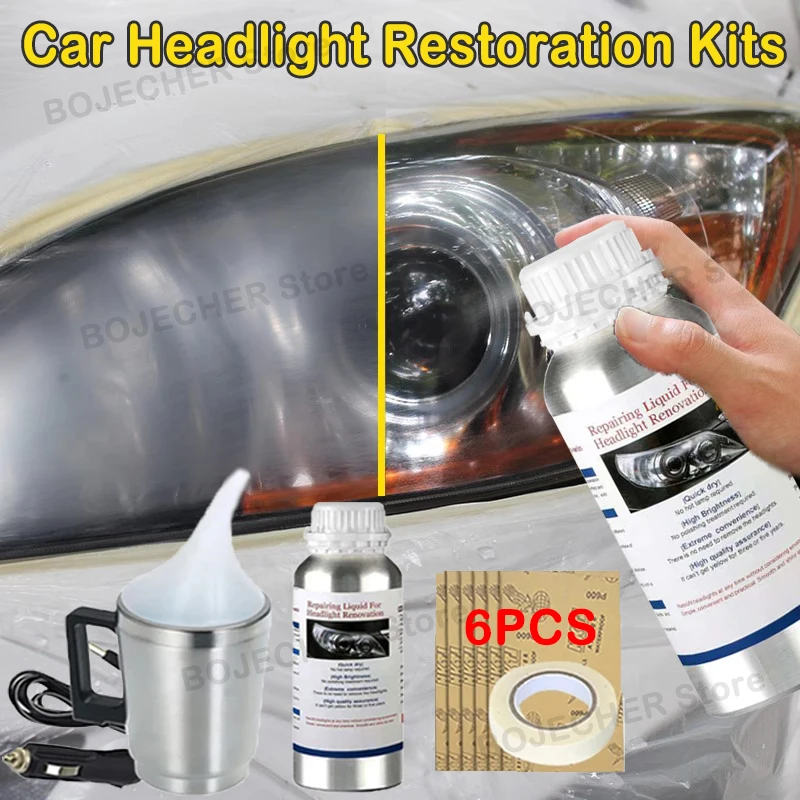 Car Headlight Restoration Polishing Kits Liquid Evaporator Polymer Headlamp Scratch Repair Remover Headlight Renovation Tools