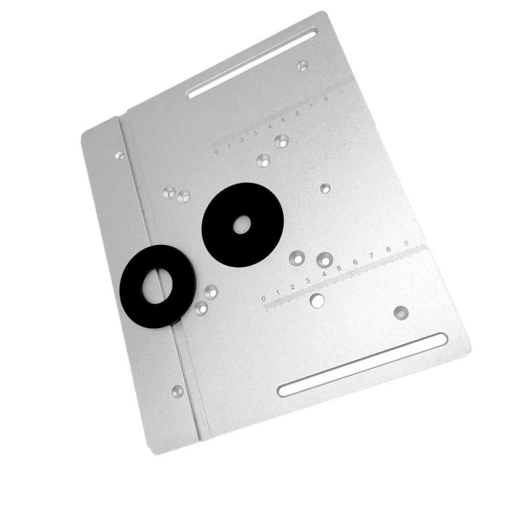 Aluminum Alloy Router Table Insert Plate High Precision 85x85mm 70x60mm Hole Spacing Aluminum Alloy Insert Plate Silver