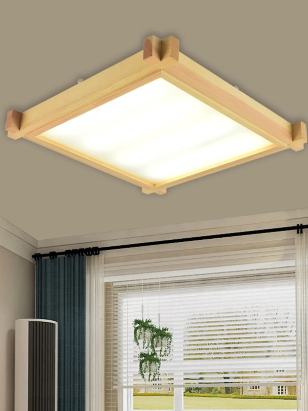 Деревянный потолочный светильник с татами в японском стиле для главной спальни, китайский скандинавский квадратный светодиодный светильник из цельного дерева
