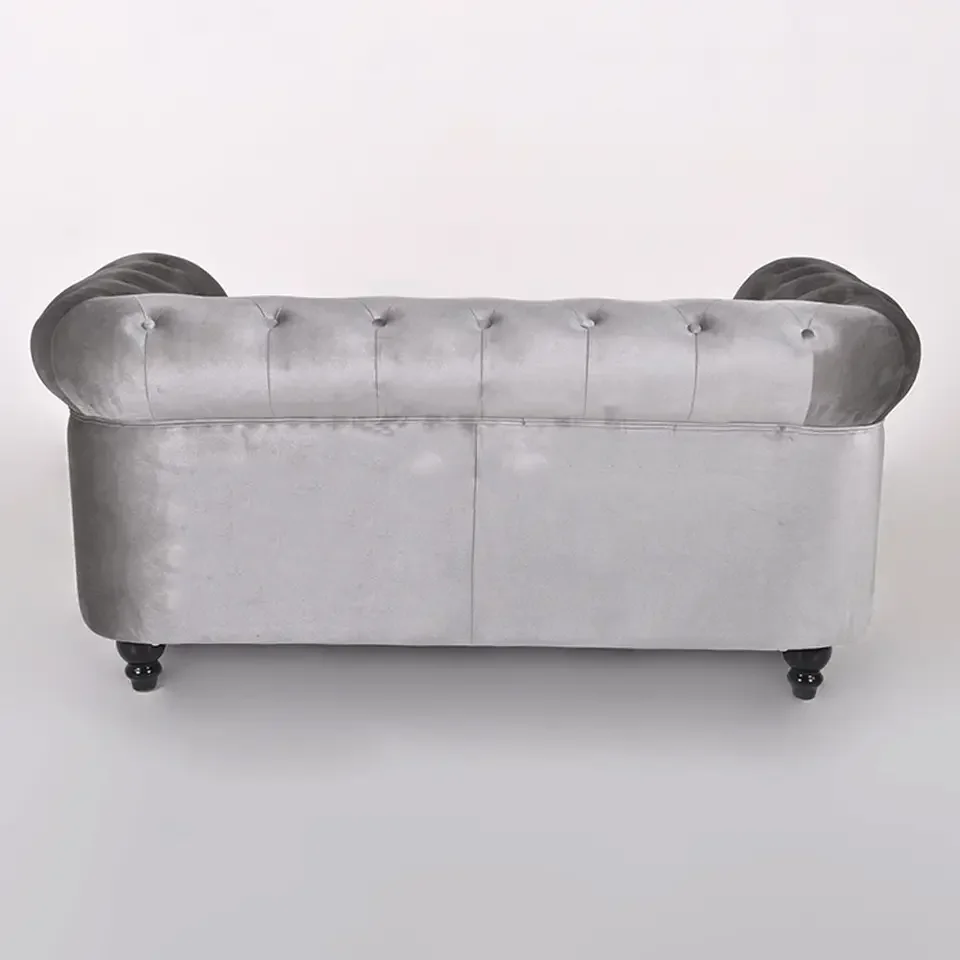 Anx Modern Home Furniture Couch Grey Velvet Button Tufted Sofa Set Chesterfield Modern Living Room Sofa