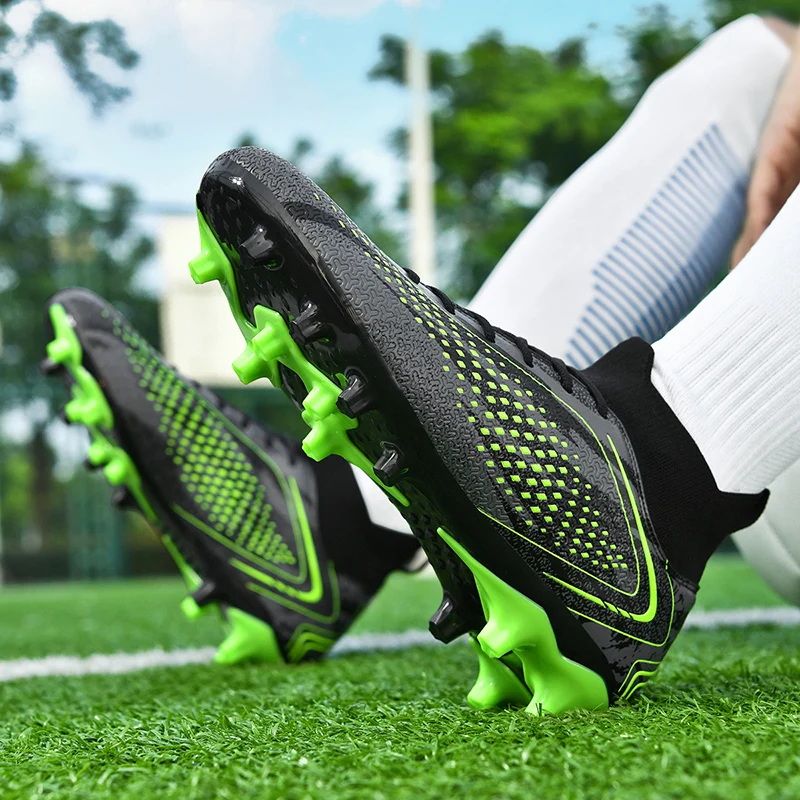 Profissional ag/tf homens sapatos de futebol anti-skid botas de futebol masculino unhas longas crianças grama campo treinamento tornozelo tênis de futebol