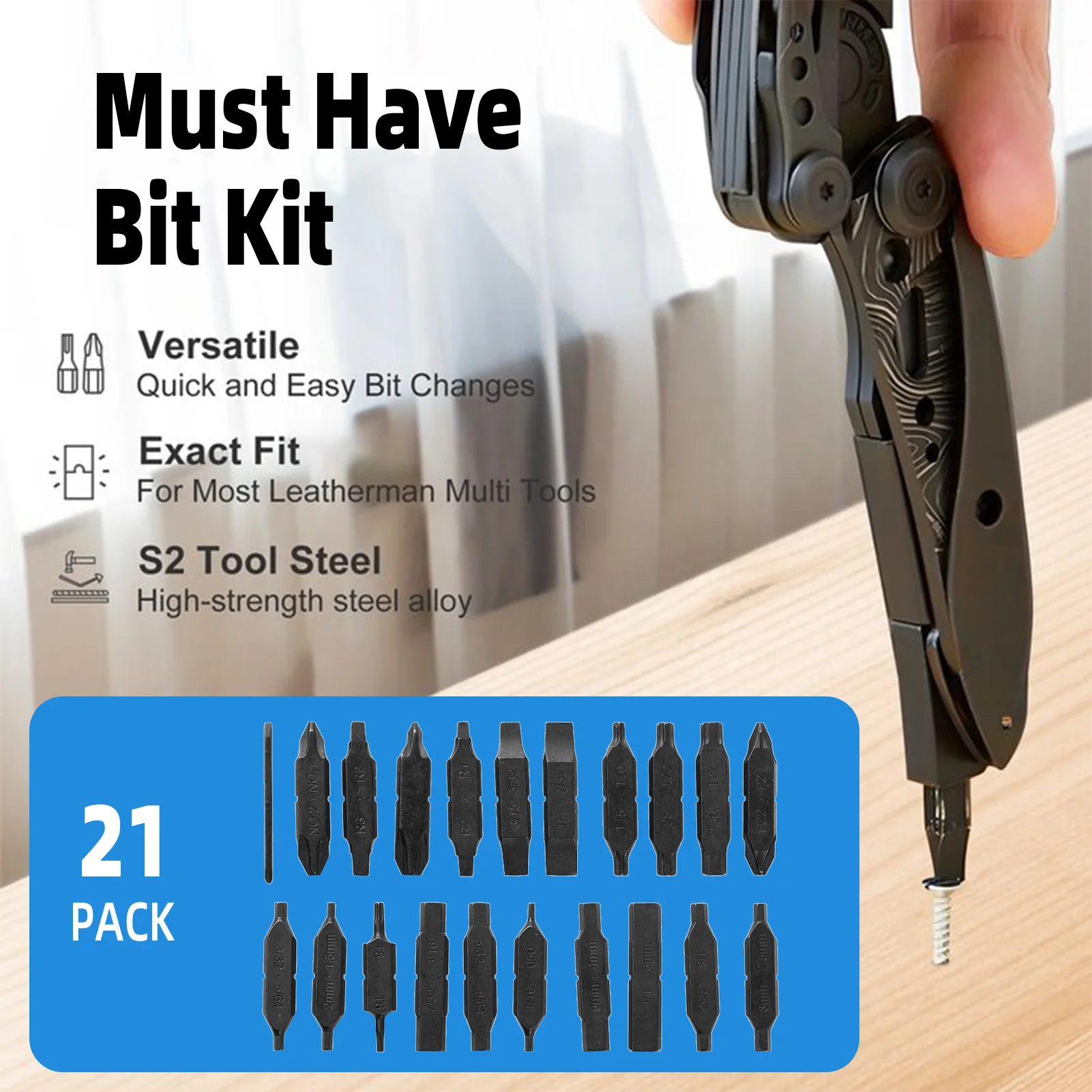 21pcs Mini Bit Kit Double Ended Hard Steel Screwdriver Bit Set Pocket Tool with Phillips Hex and Torx Bits