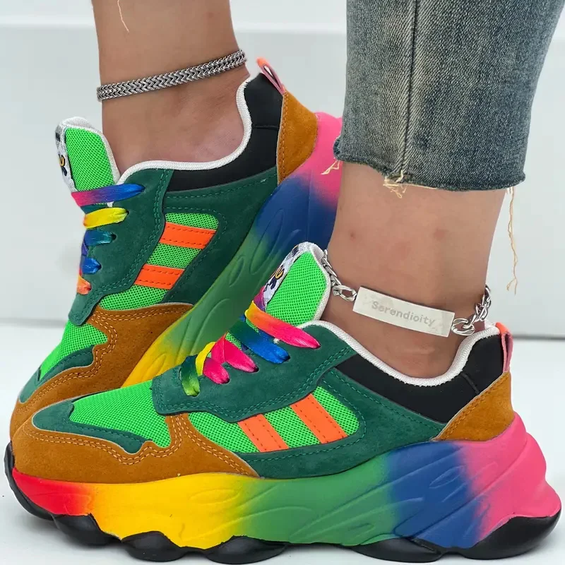 Women Sneakers Fashion Running Colorful Casual Sneakers Women Comfort Lace Up Outdoor Platform Shoes for Women Zapatos De Mujer image 3