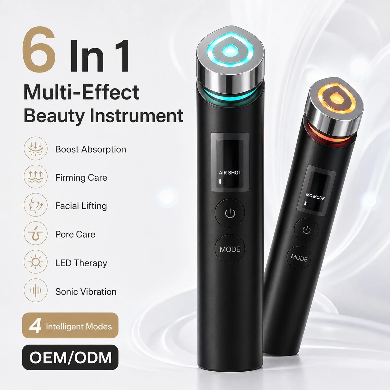 Six-in-One Beauty Instrument LED Phototherapy Vibration Introduction Firming Lift Latin America Makeup Tools