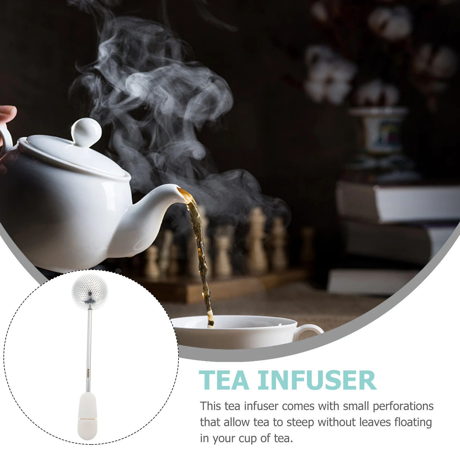 

1 pc Portable Tea Infuser Strainer Fine Mesh Filter with Rotating Handle for Loose Leaf Herbs Spices Easy Brewing Tool