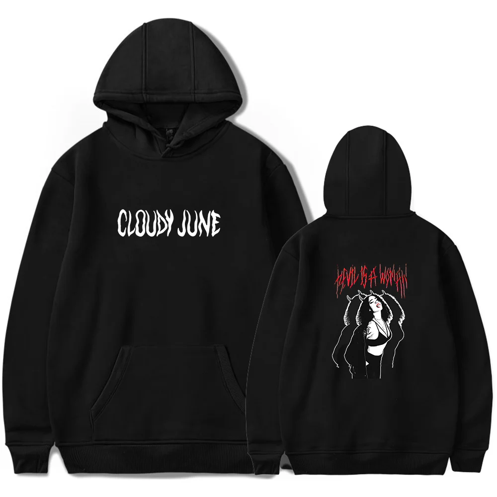 

Cloudy June Devil Is A Woman Hoodie 2026 Merch Long Sleeve Unisex Pullover Clothing Sweatshirt for Men and Women