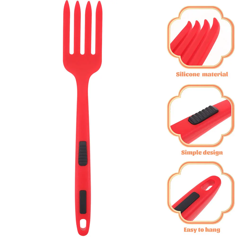 

2pcs Silicone Cooking Flexible Heat Resistant Kitchen Fork For Pasta Salad Nonstick Reusable Silicone Food Fork Kitchen Supply