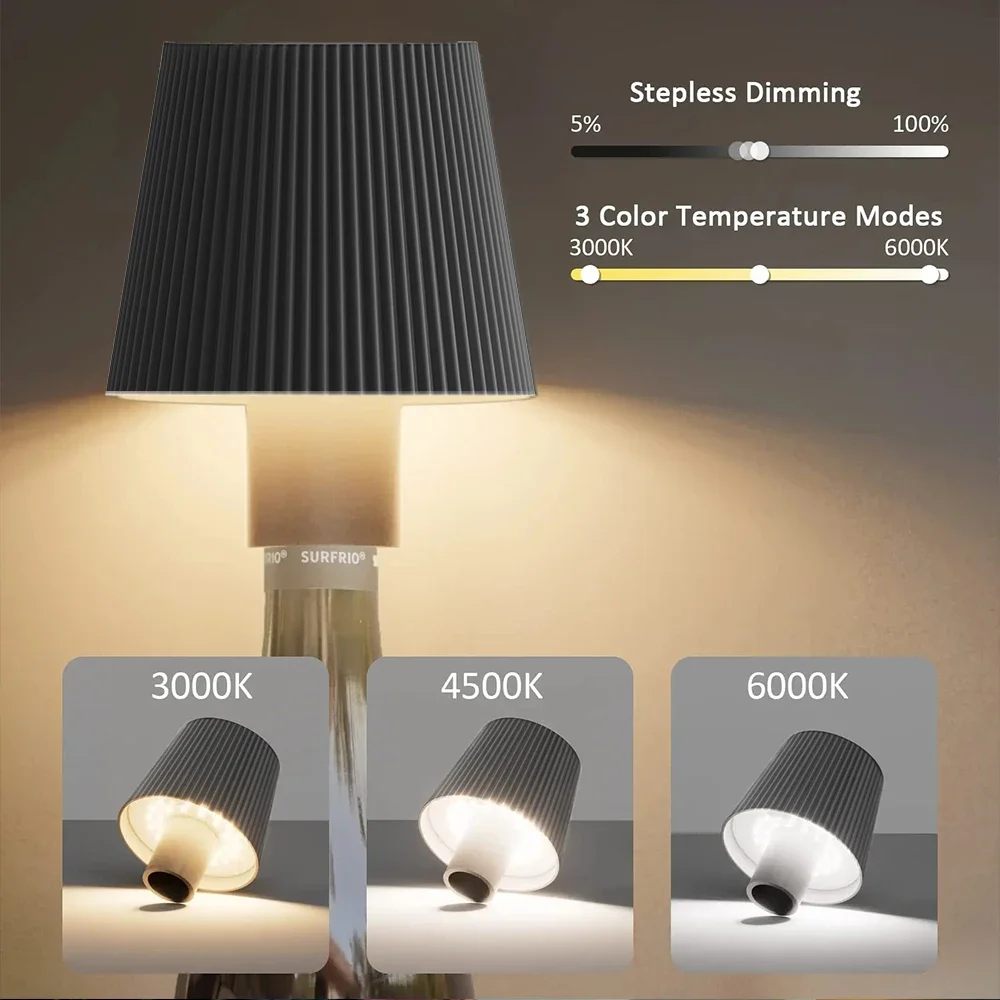 LED Wine Bottle Lamp Head Table Lamp Removable and Removable Portable Charging Decoration for Living Room Bedroom Bar Lighting