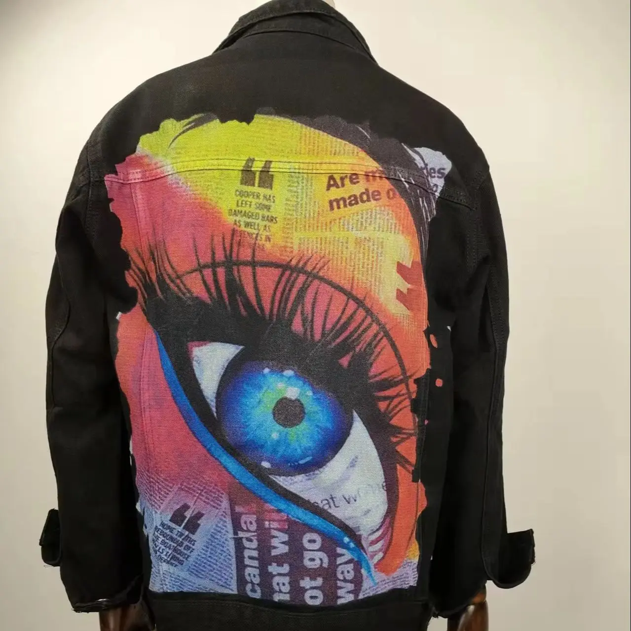 Big Eyes European and American  Foreign Trade Denim Jacket Ladies High Street Hip-Hop Loose  Coat