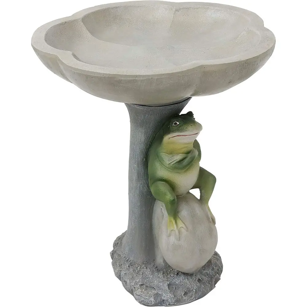 

Brooding rog on a Stone 22" H Polyresin Outdoor Bird Bath or Garden