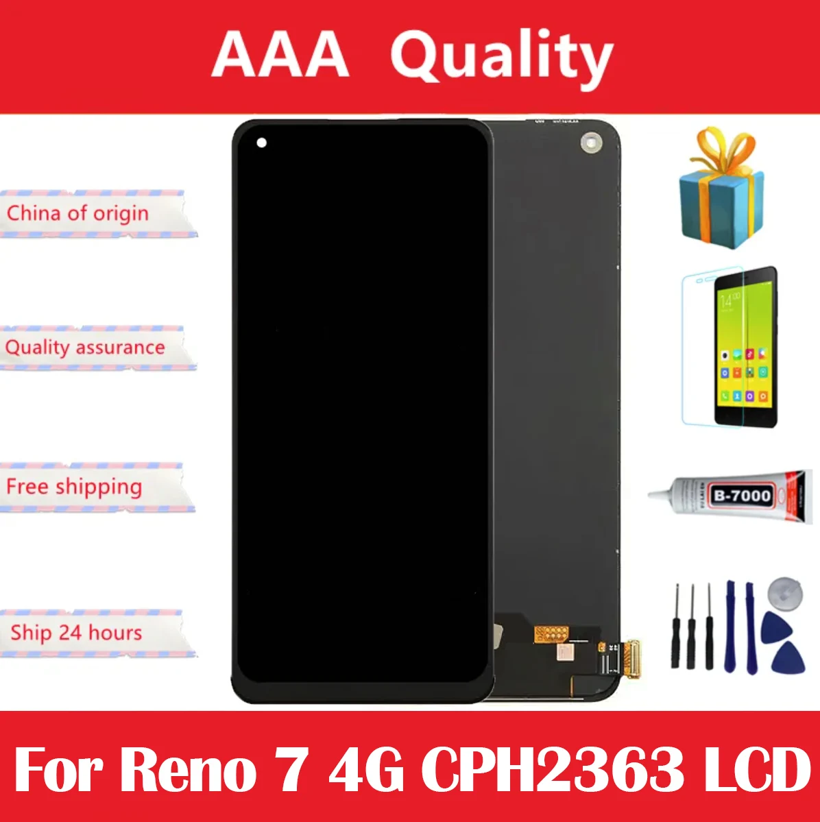 

6.43" AMOLED for Oppo Reno 7 4G LCD CPH2363 Screen Digitizer Replacement Repair Parts