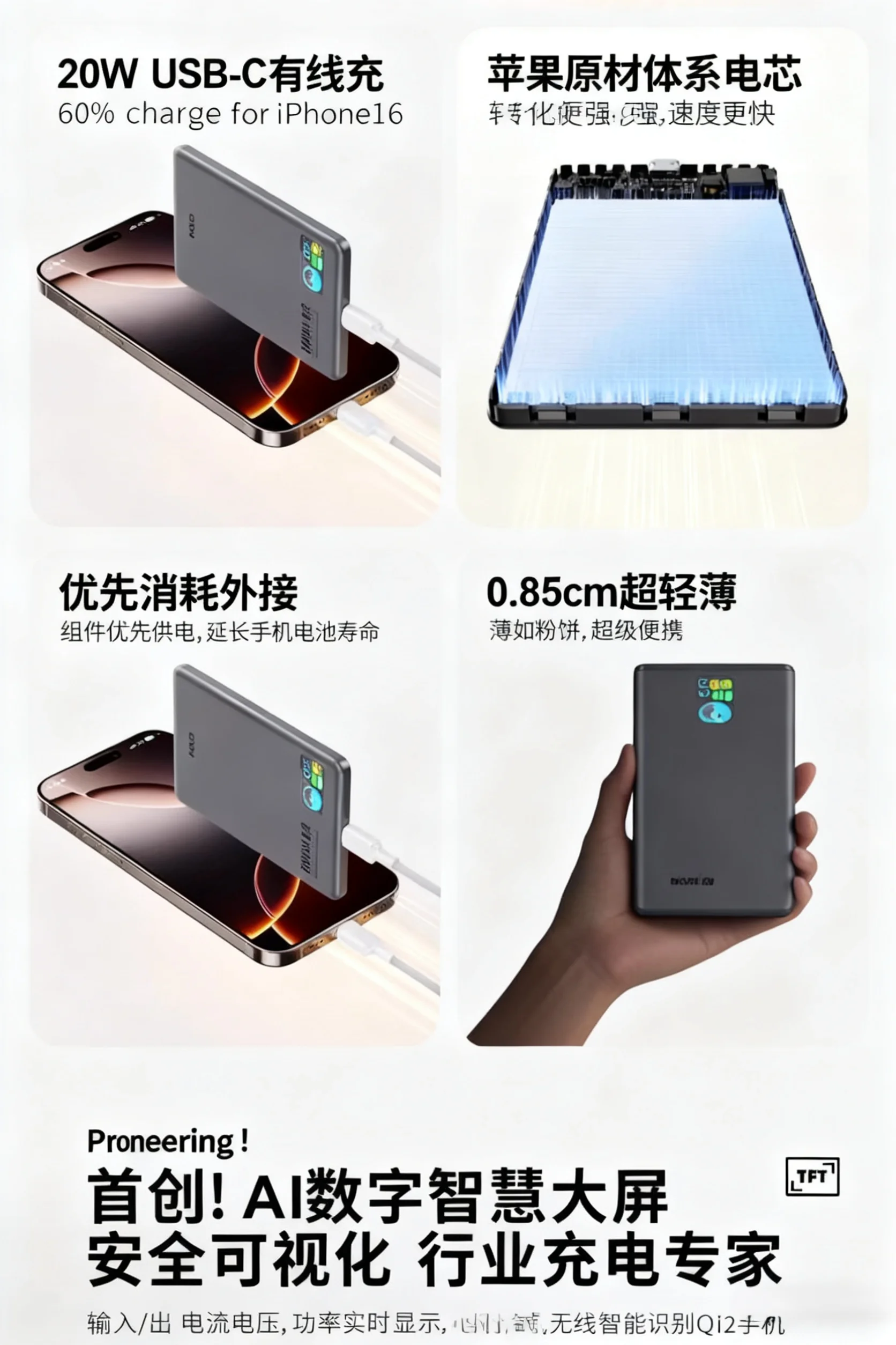 جديد الأصلي شاشة ذكية عرض شاحن لاسلكي Powerbank ل Magsafe بطارية مساعدة خارجية آيفون 17 أبل ساعة 10