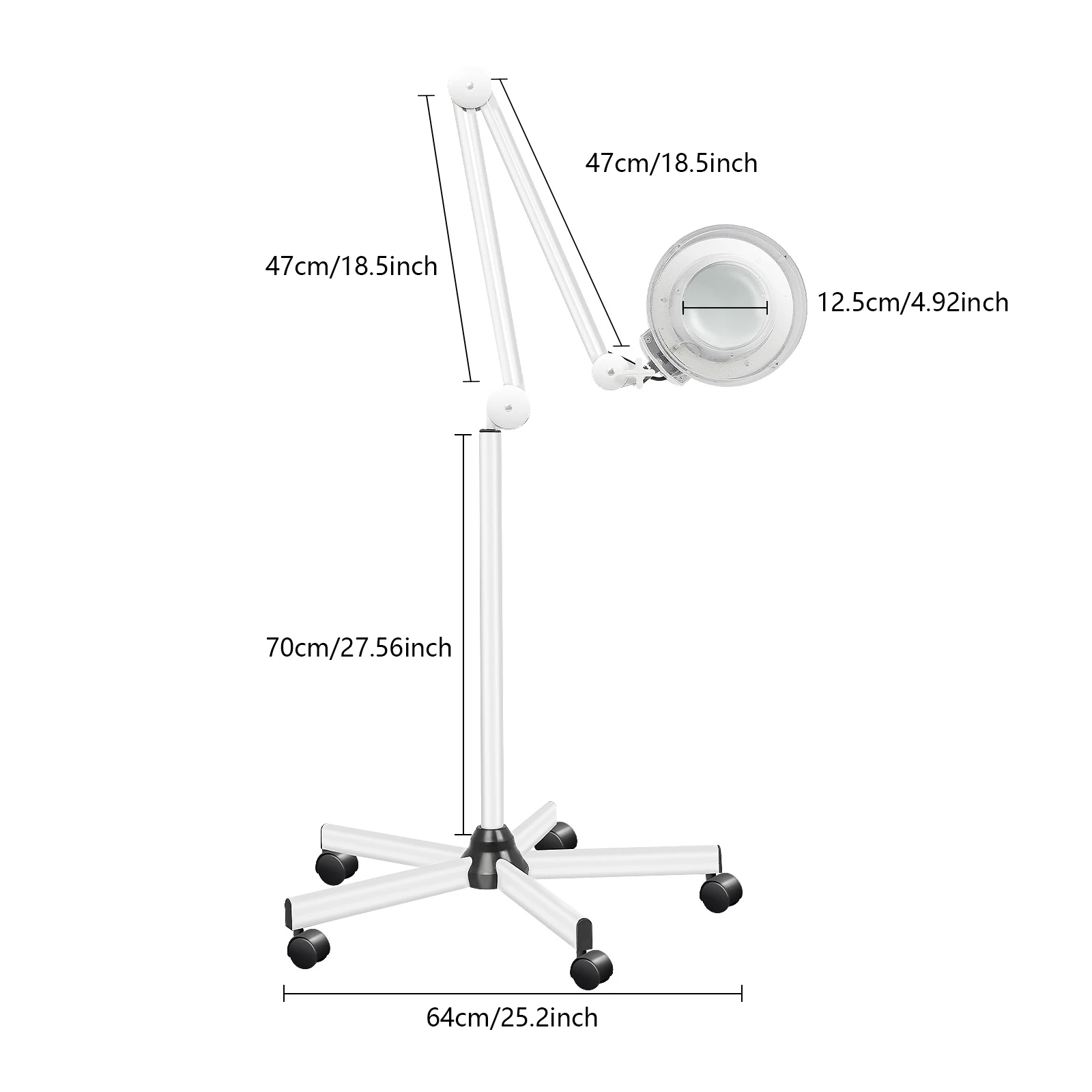 5 x lampe loupe avec support trépied roulant à intensité variable lampe loupe bras pivotant support loupe lampe cosmétique 22 W