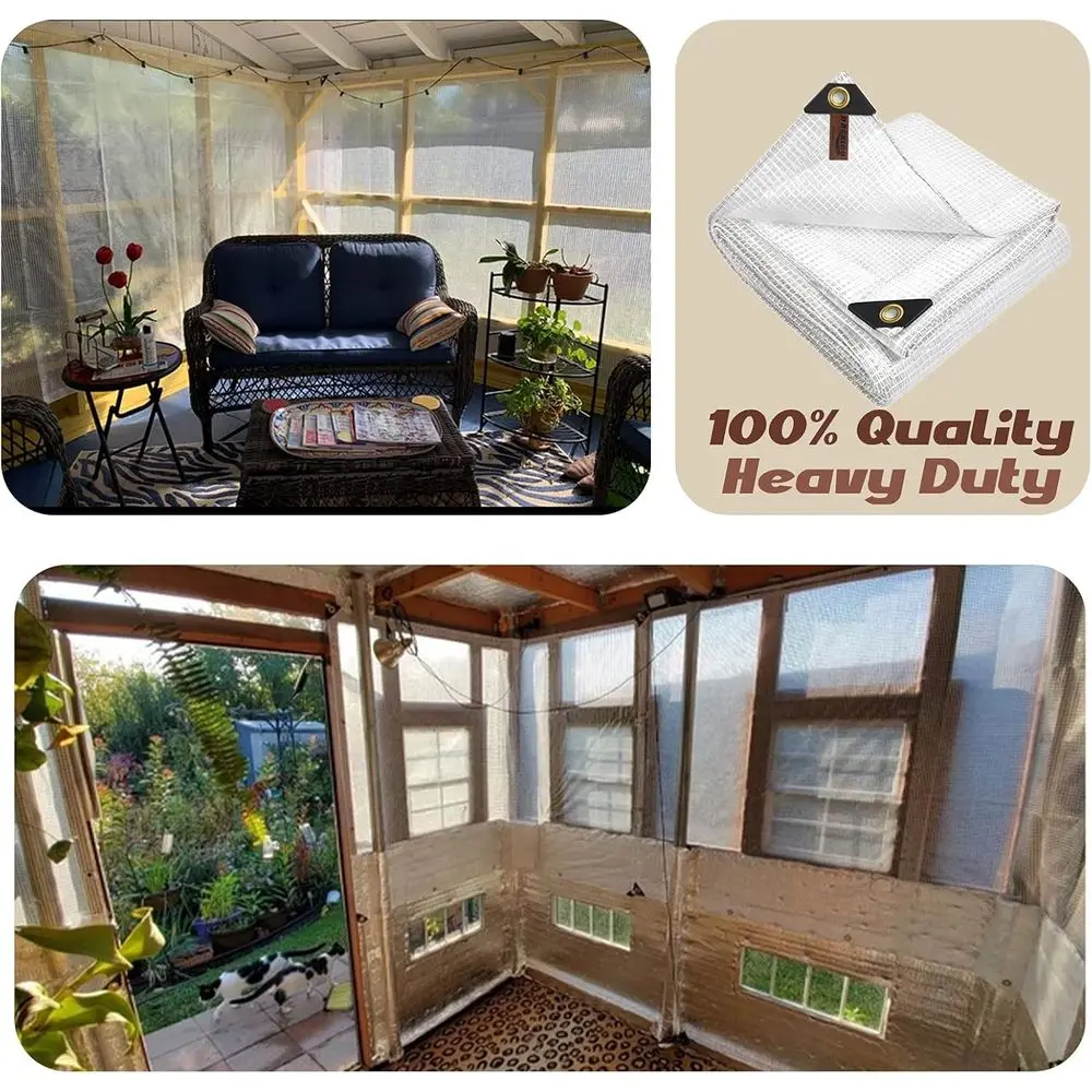 Heavy Duty Waterproof Tarps with Reinforced Mesh, 13x20 Ft Clear Cover Sheets & 6 Bungee Balls