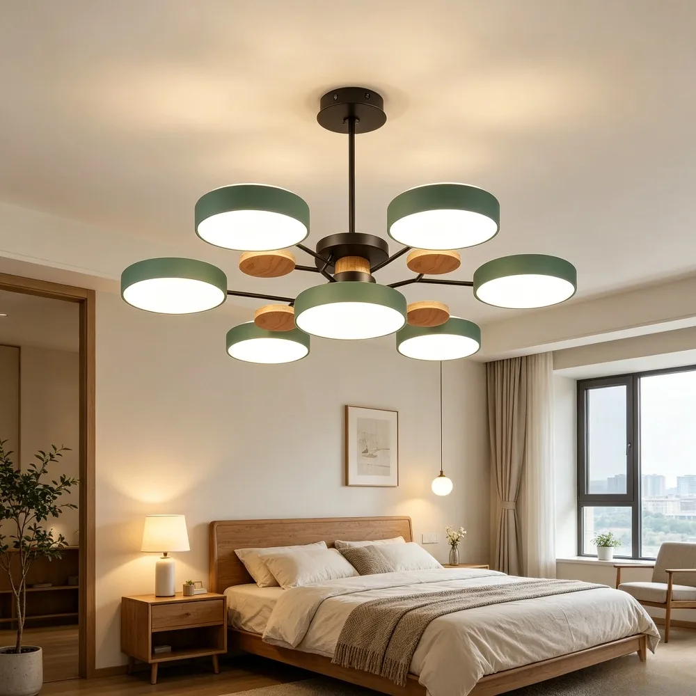 Modern LED Chandelier with 3 Different Colors Suitable for Living Room Bedroom Study Home Decoration Indoor Lighting AC90-260V