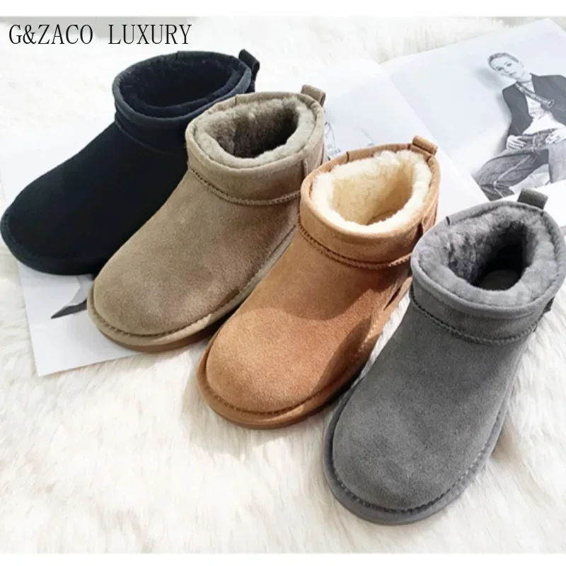 

Classic Austraila Boots Sheepskin Boots Woman Winter Genuine Leather Real Wool Fur Snow Boots Women's Thickened Cotton Shoes