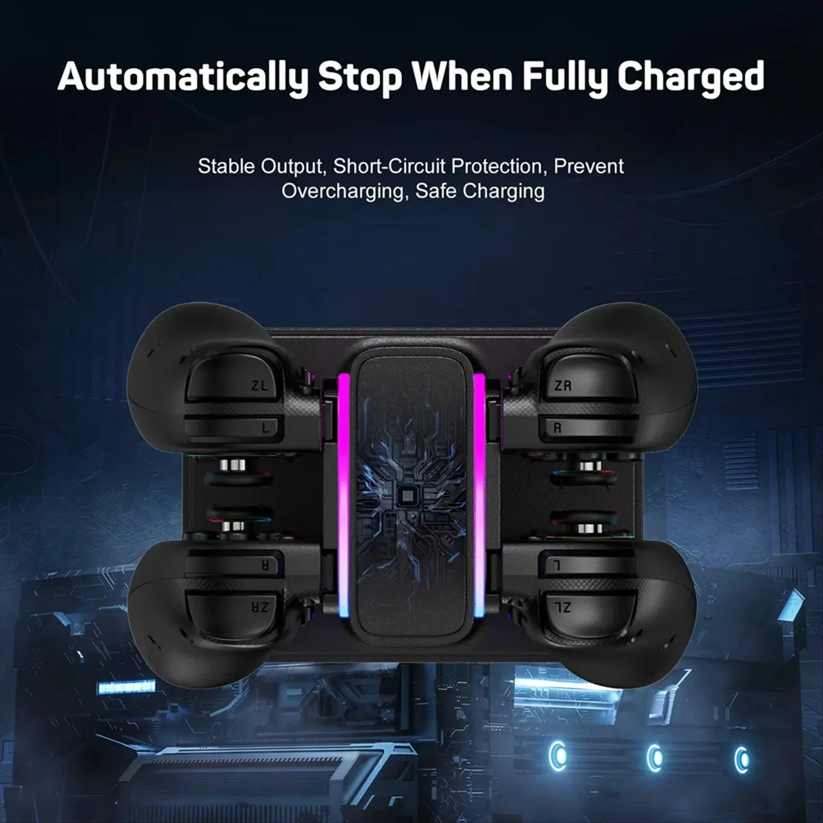 【~ New Y24A】4 In1 Charging Dock with Colorful LED Charging Status Indicator for Switch Controller Prevent Overcharging