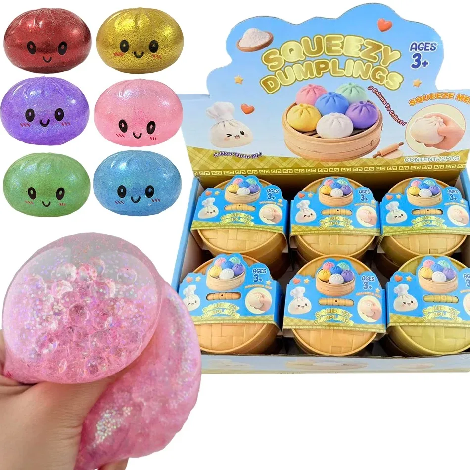 Realistisches Riesen-Knödel-Quetschspielzeug mit Bambus-Dampfgarer, weicher TPR-Teigball, Entspannungs-Fidget-Spielzeug, kreatives lustiges Geschenk