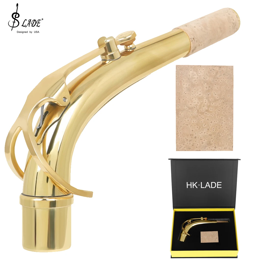 

Сменные детали для альт-Сакса, комплект из золотой латуни с изгибом горловины, аксессуары для музыкальных инструментов