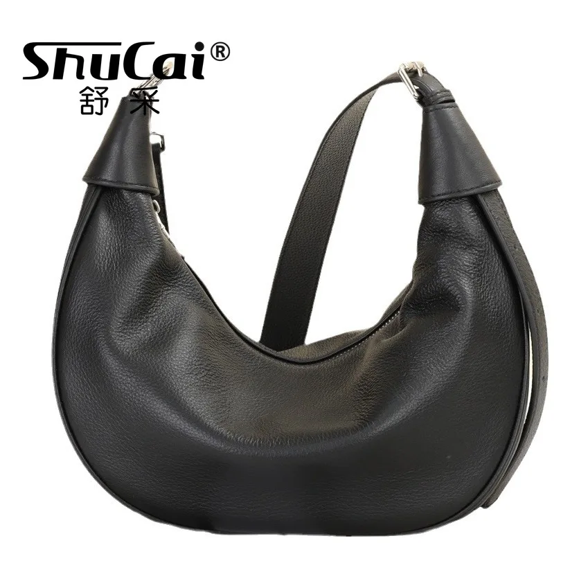 Genuine Leather Tote Crescent Bag New Simple Large Capacity Shoulder Crossbody Soft Leather Bag