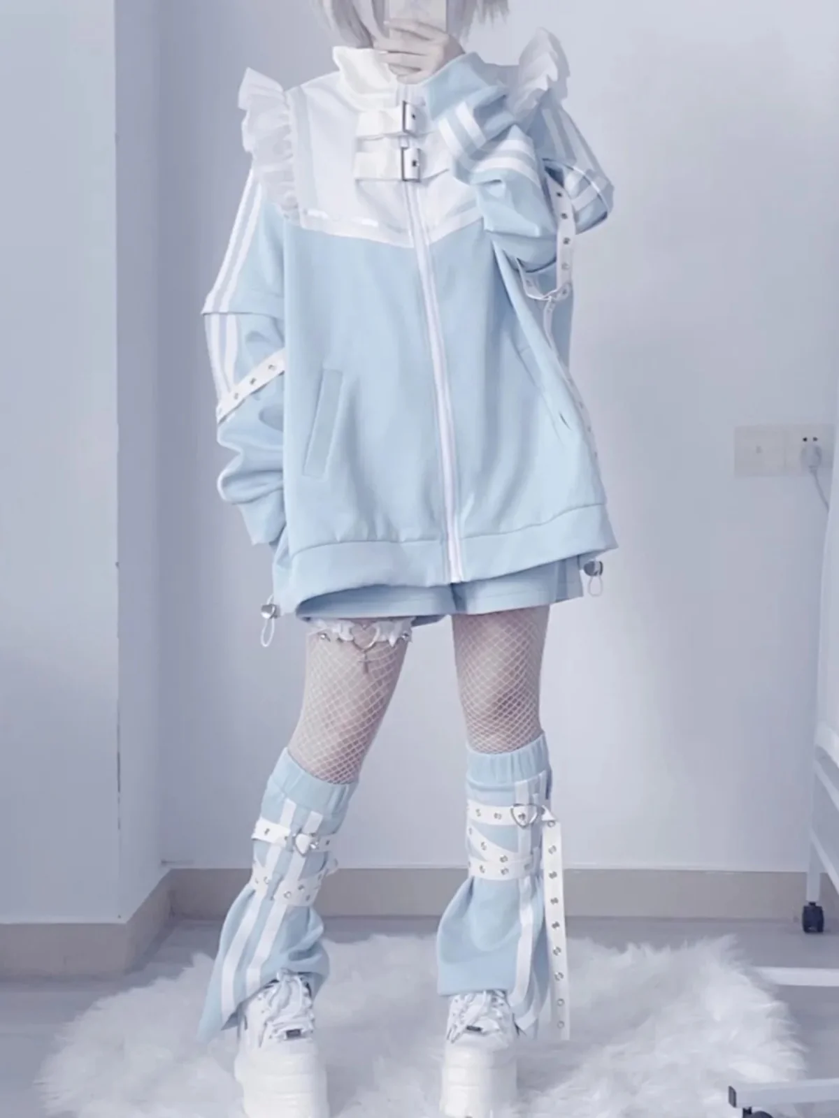 

Bionic Angel Water Color System Detachable Sve Jaet Set Thiened Sweatirt Loose Fit Printed Long Sve round Ne Sw...