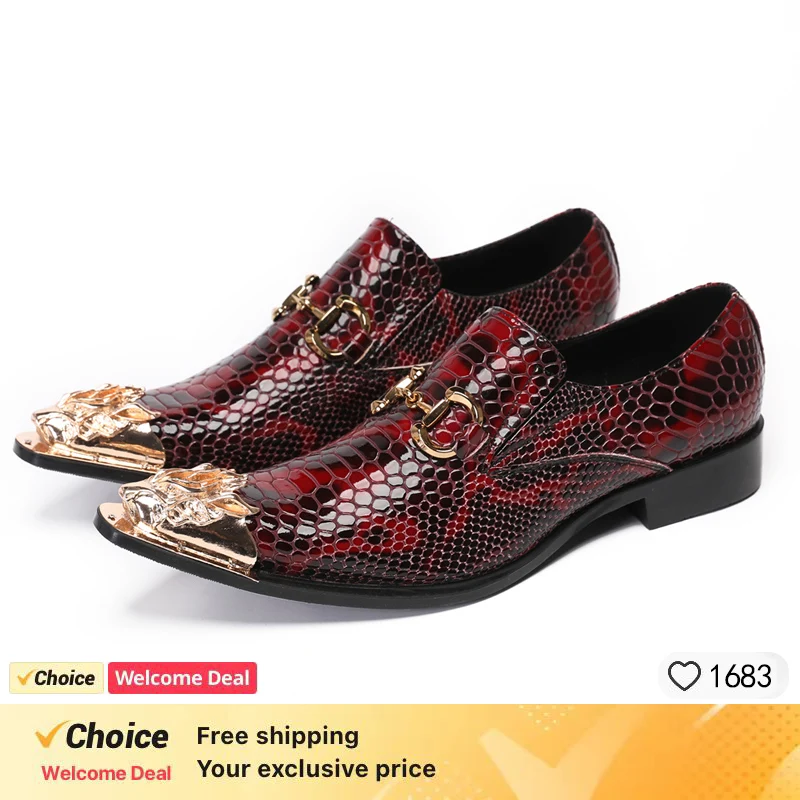 

Luxury brand men's Oxford shoes fashion red snake print formal shoes men's wedding party men's shoes handmade leather shoes