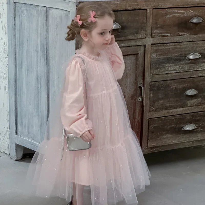 

HoneyCherry Girls Dress Spring New Girls Cute Sequins Mesh Tutu Birthday Dress Children's Princess Dresses