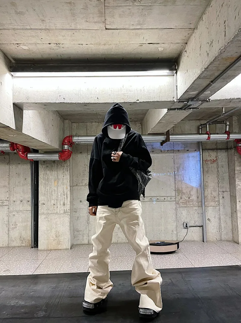 Owen Seak Men's Jeans Streetwear Baggy Y2K Oversized Denim Pants Bell-Bottoms Designer luxury Long White Trousers