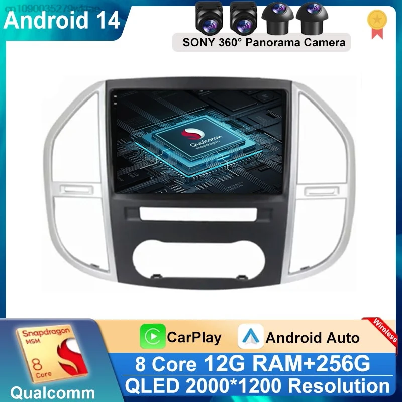 

Car Multimedia Player for Mercedes Benz Vito 3 W447 2014 2015 2016- 2020 Autoradio Car Radio Android 14 Auto WIFI LTE GPS