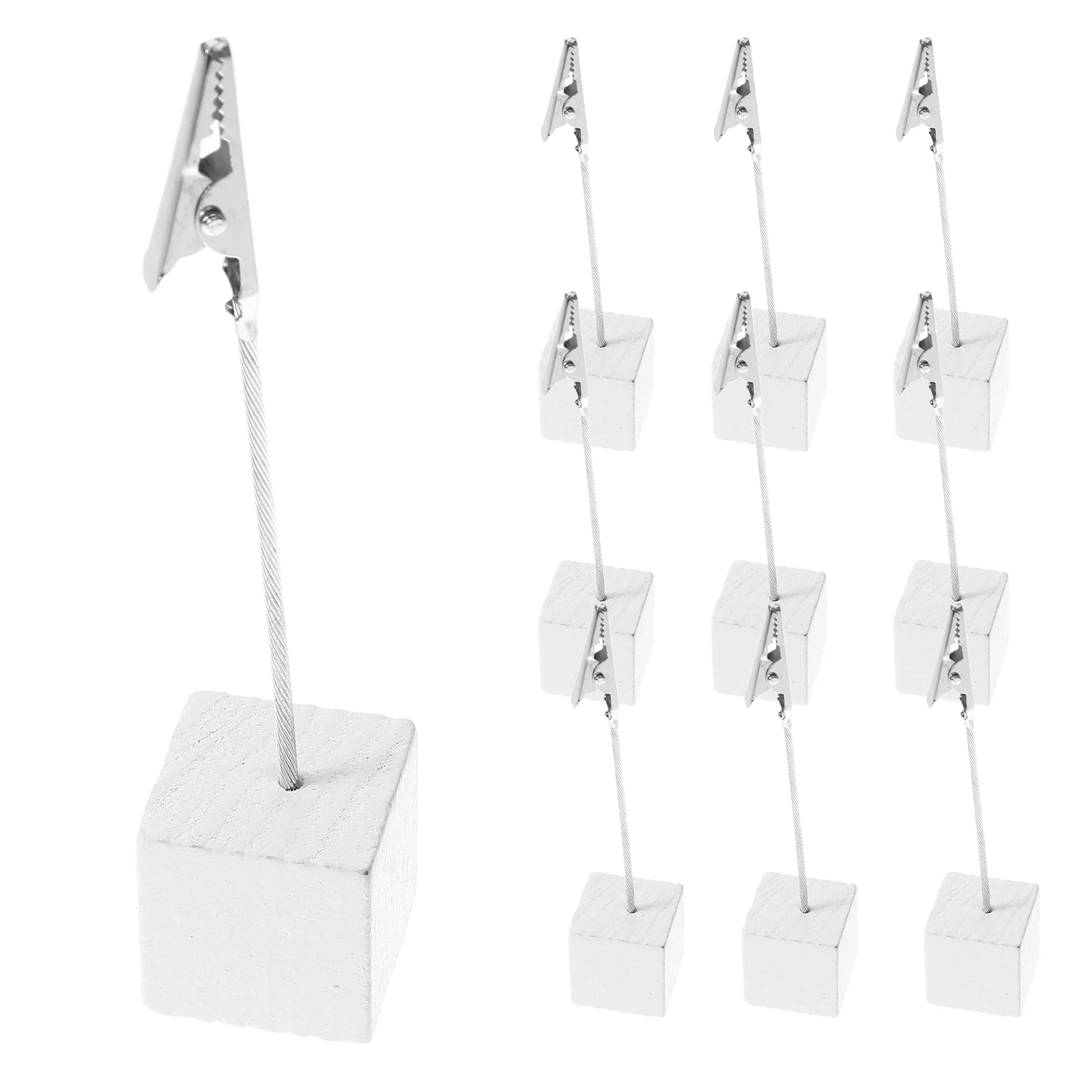 NUOLUX 10pcs Cube Base Memo Photo Holder Paper Note Clip       (White) Memo holder Photo clip Paper clip