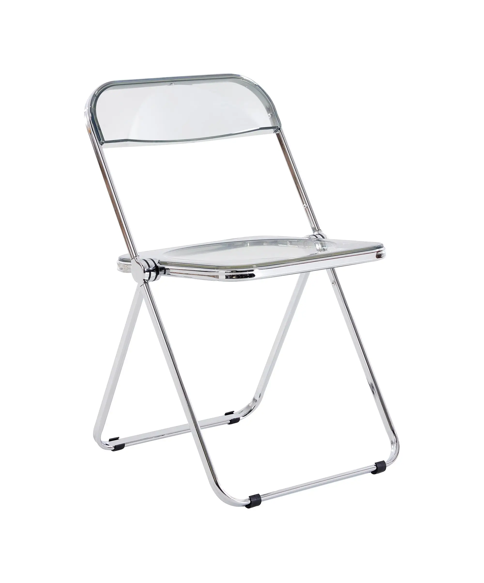 Gray Transparent Folding Chair - Stylish PC Plastic Seat for Living Room, Space-Saving Design