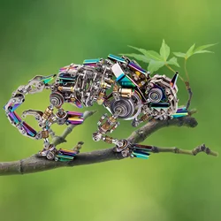 3D Puzzles Mechanical Chameleon Model kits DIY Metal Assembly Toy Animals Assemble toys for Children Adults gift