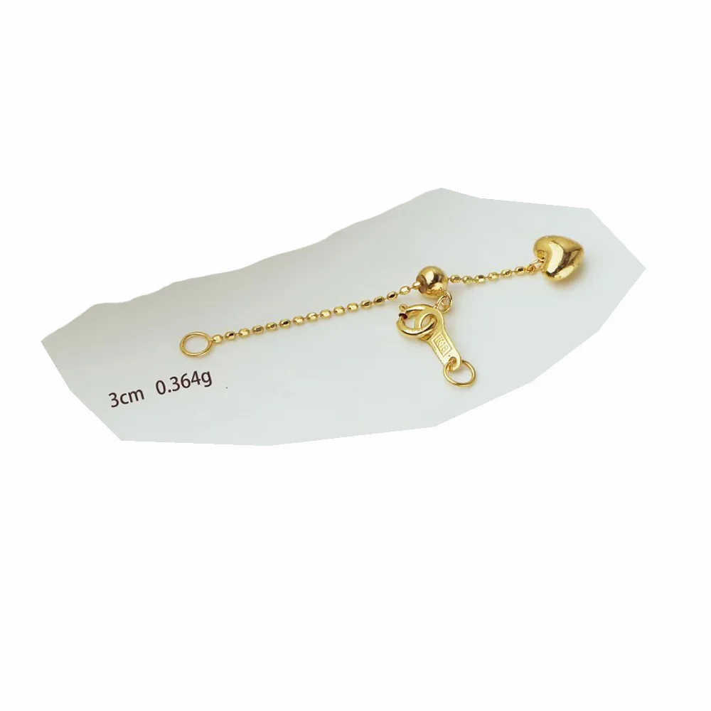 Pure 18k Gold Fine Jewelry DIY Finding Au750 Accessories Pearl Necklace Bracelet Extend Tail Clasp Ajustable Extender Chain