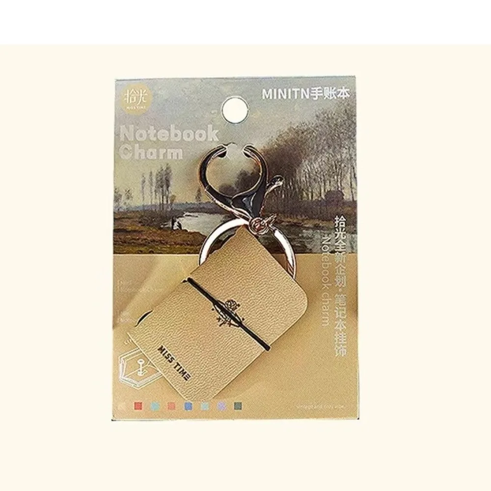 Portable PU Journal Keychain Daily Planner Mini Portable Diary Backpack Charm Notebook Compact Pocket-Sized Soft Leather