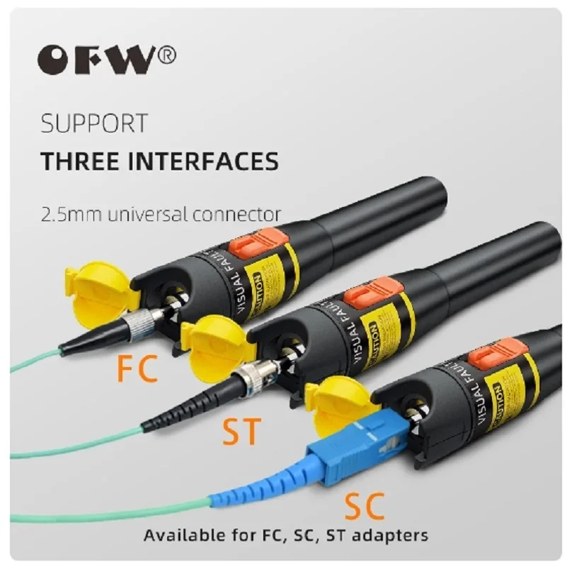 

OFW VFL Visual Fault Locator 10KM/10mW Fiber Optic Cable Tester FC/SC/ST Connector Red Laser Light Pen Type