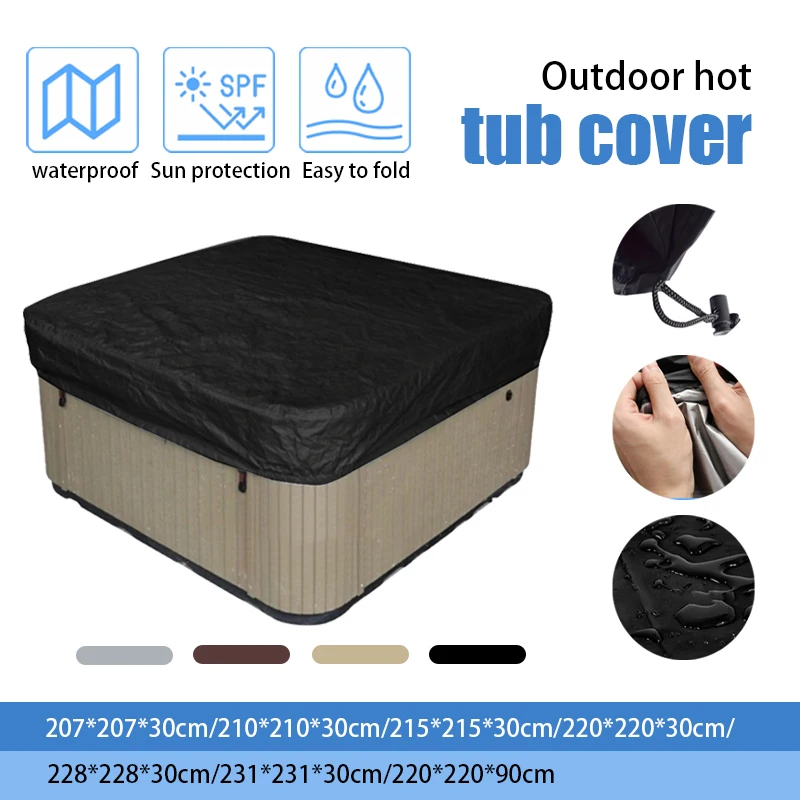 Universal Hot Tub Dust Cover Cap Waterproof UV Proof All-Weather Spa Cover Cap Protector Hotspring Snow Rain Dust Covers