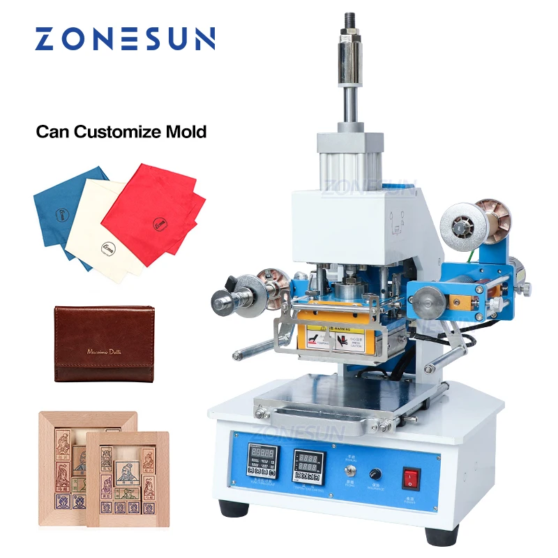 ZONESUN ZS-890E Pneumatic Stamping Machine leather LOGO Creasing machine pressure words machine stampler name card stamping