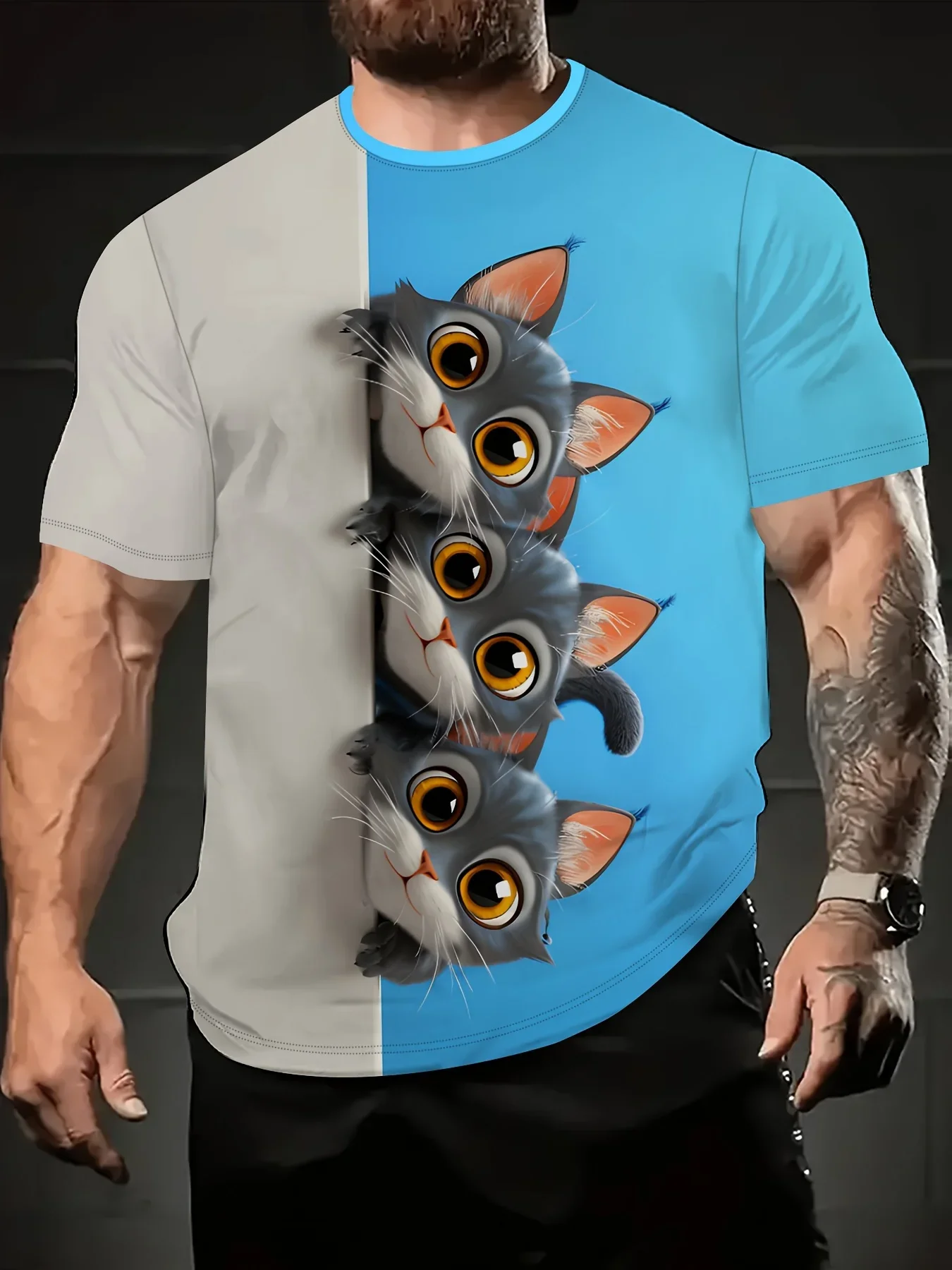 Full Print Funny Mouse Design Tshirt For Men New In Casual Summer Short Sleeve T-Shirt Tops Men's Round Neck Oversized Tees