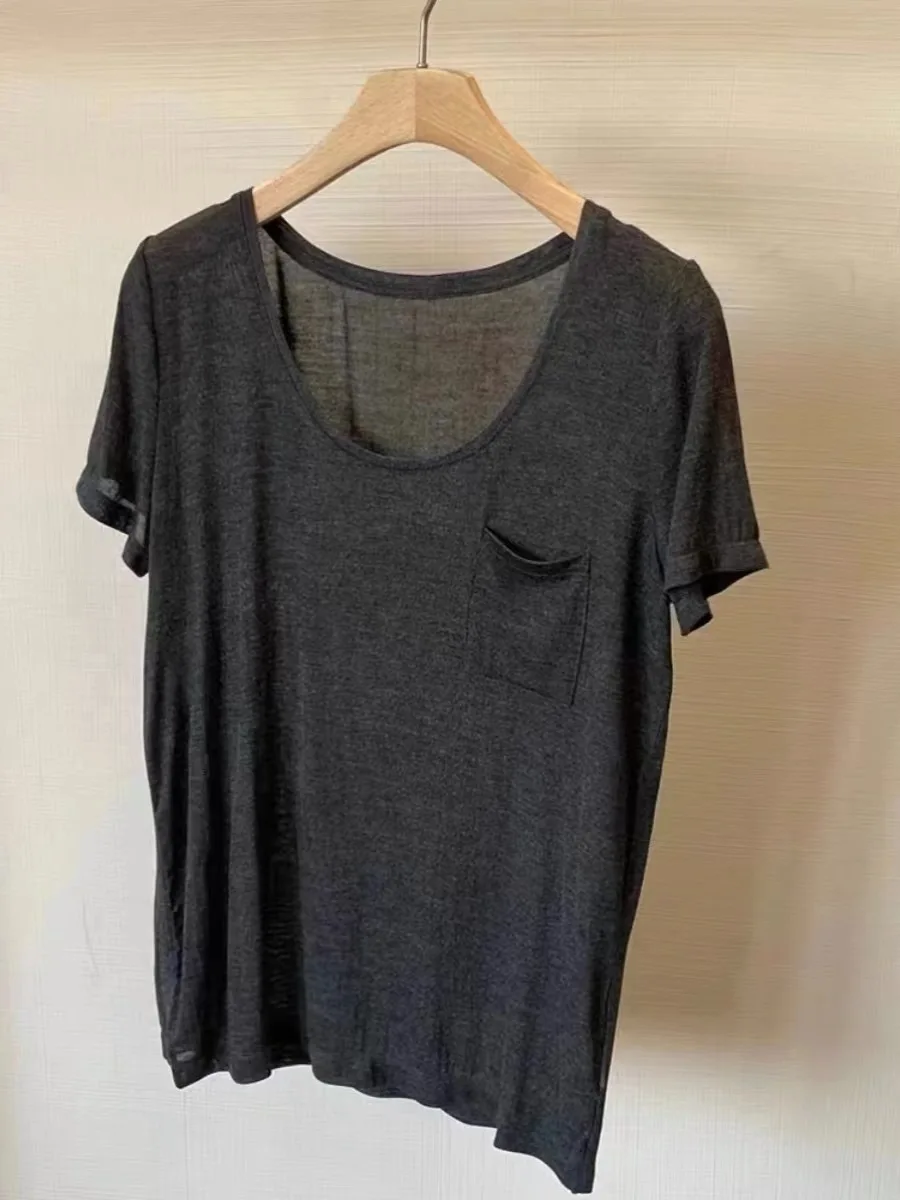 

Женская летняя футболка Ne с глубокими глазами, тонкий висячий топ для похудения, универсальный топ Quali Faion, большие размеры